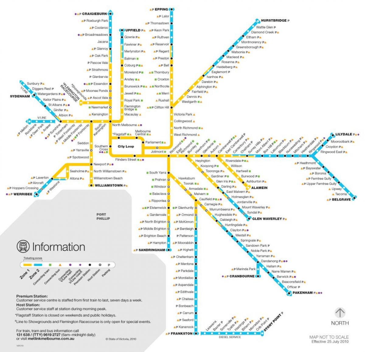 Melbournen juna-verkko kartta