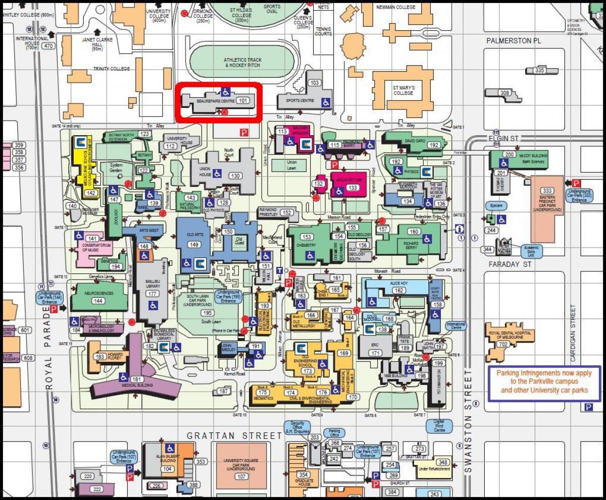 kartta Melbournen yliopisto