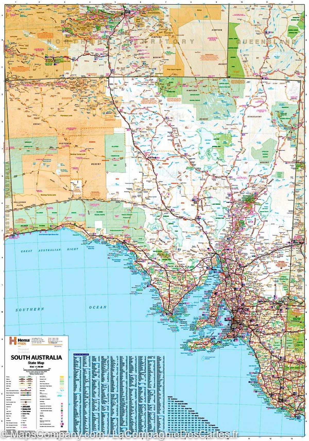 kartta etelä-Australia