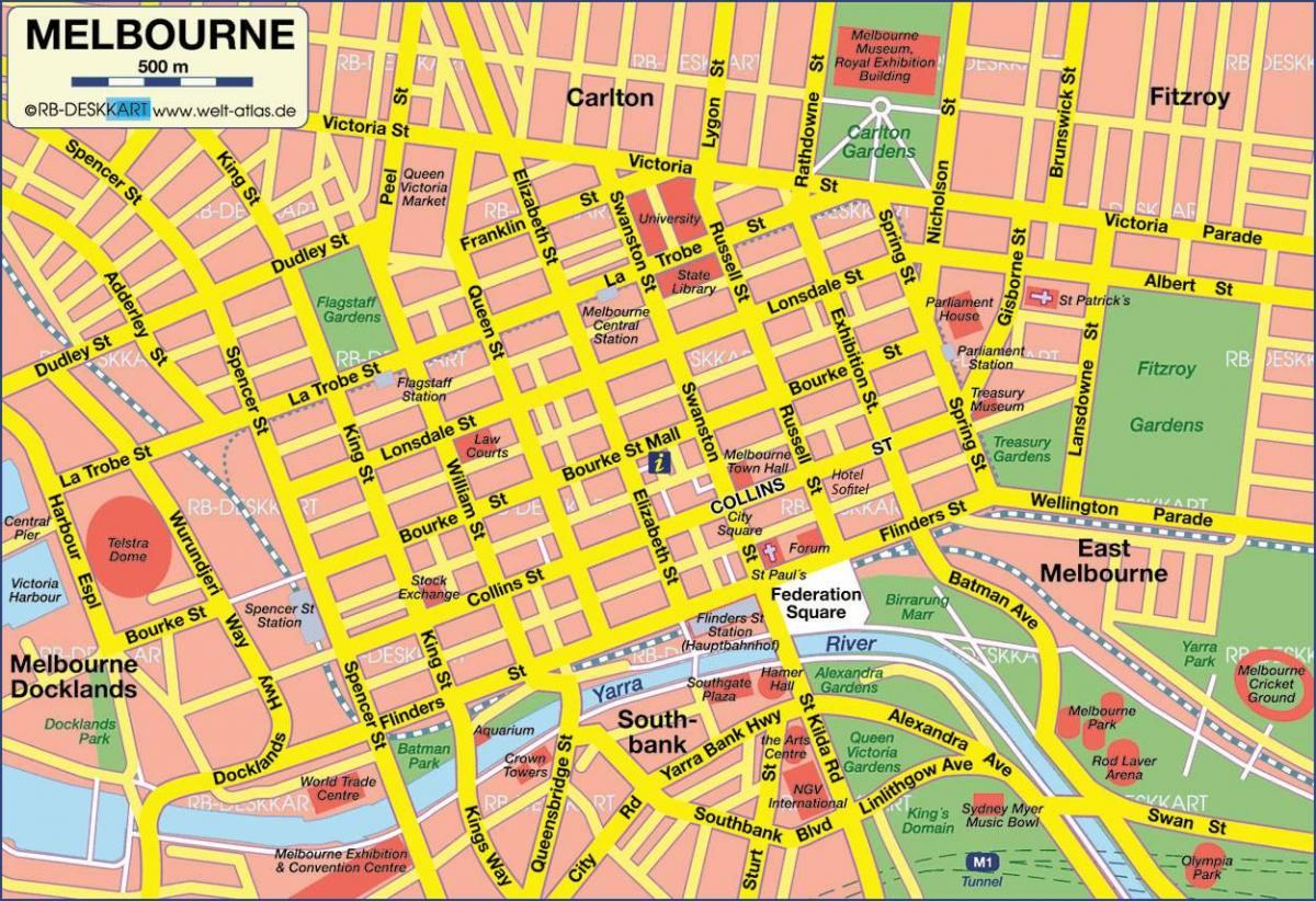 kaupungin Melbourne kartta