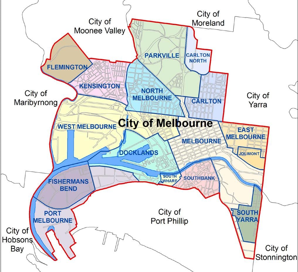 kartta Melbourne lähiössä