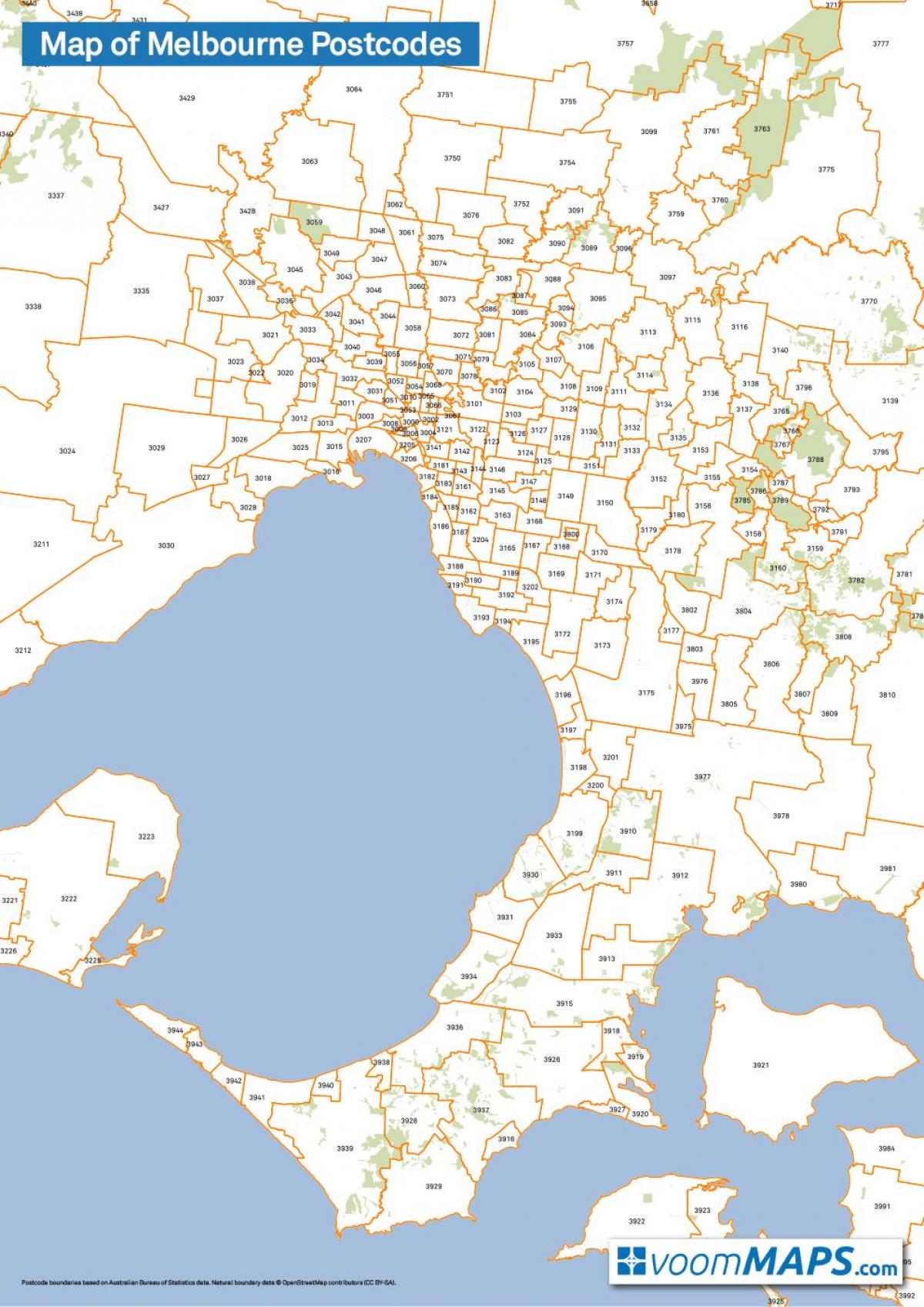 kartta Melbourne postinumerot