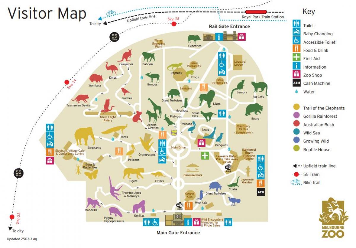 kartta Melbournen eläintarha