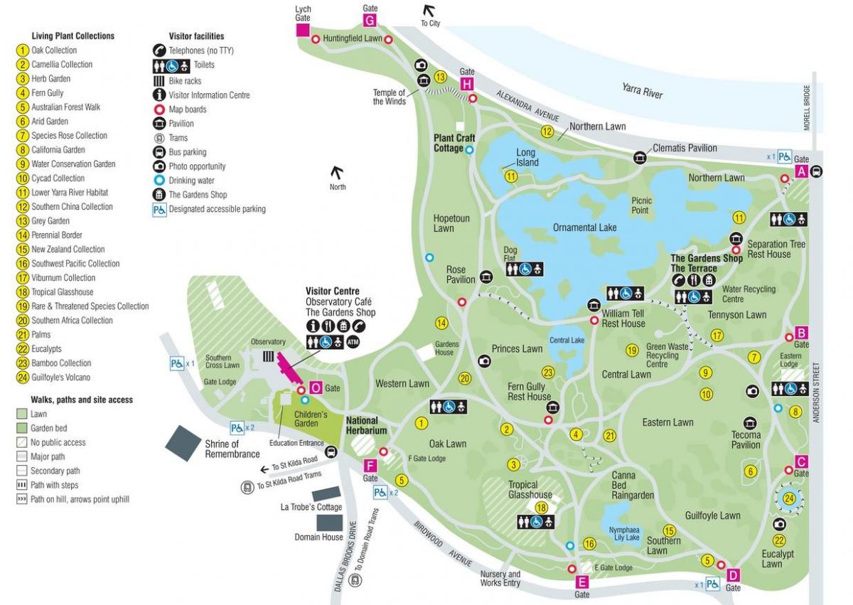 botanical gardens Melbourne kartta
