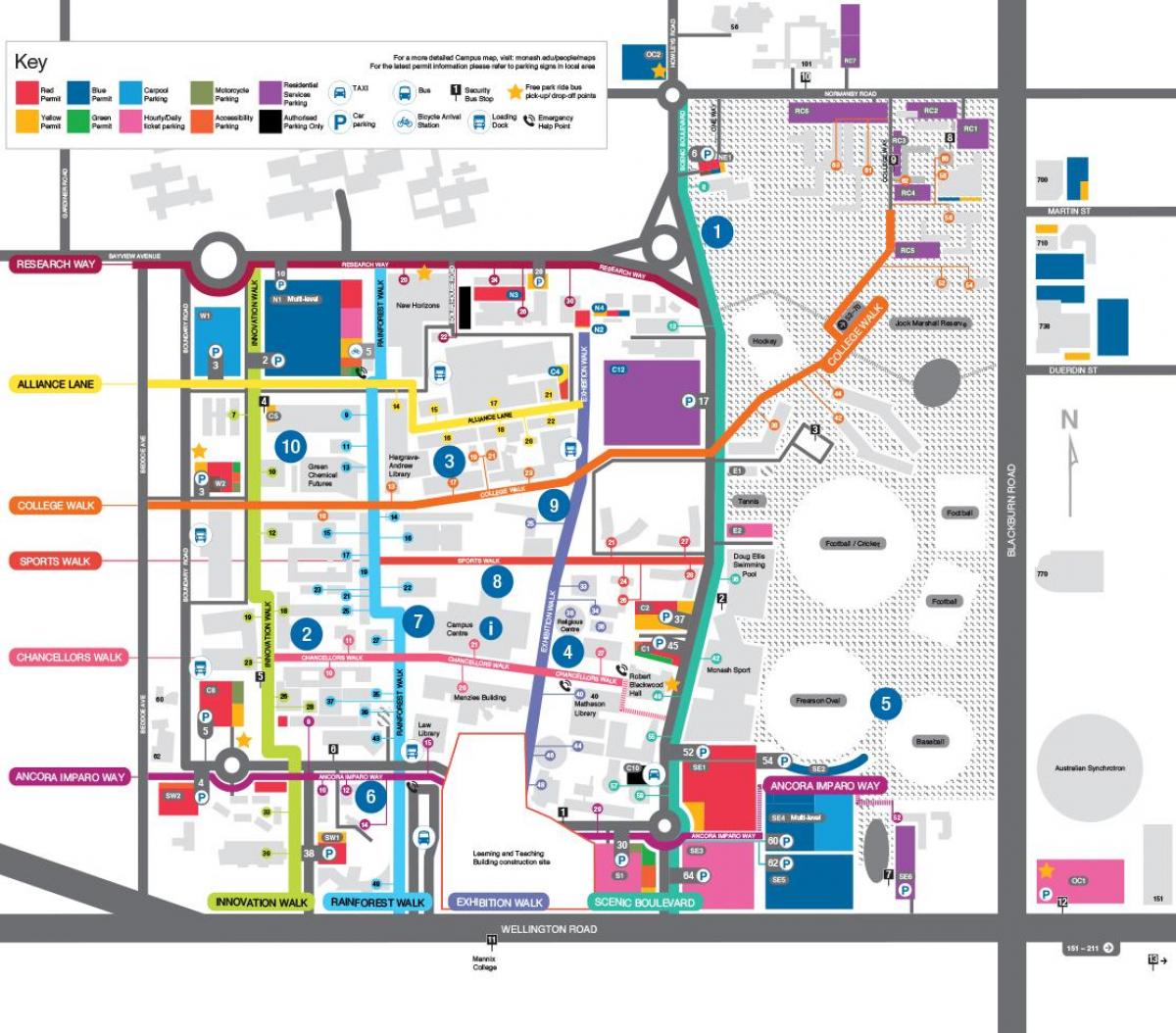 kartta Monashin yliopisto