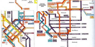 Melbournessa julkinen liikenne kartta