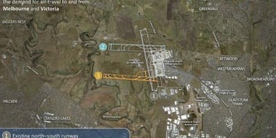 Kartta Melbourne lentokenttä