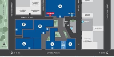 St Vincent ' s hospital Melbourne kartta