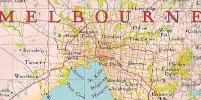 Melbourne maailman kartta