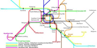 Metro juna kartta Melbourne
