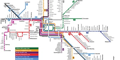 Metro kartta Melbourne