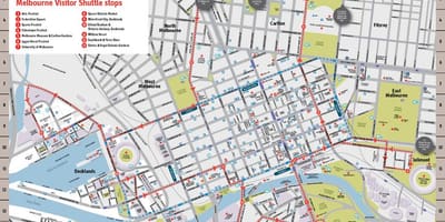 Melbourne nähtävyyksiä kartta